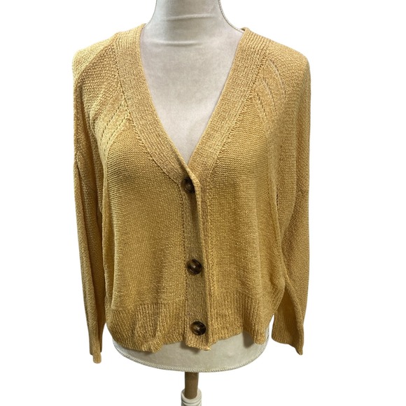 Maurices Sweaters - Maurices Yellow Knit Button Front V Neck Cardigan Sweater Women's Medium